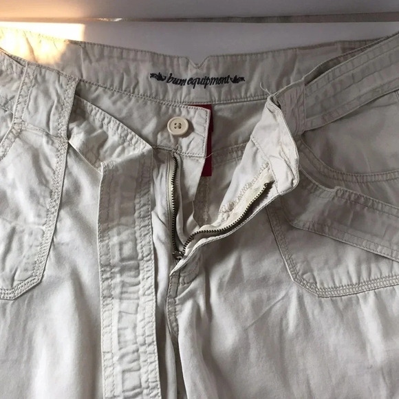 Beige Cream Bermuda casual shorts sporty  athletic hiking tie waist size 14 - Picture 5 of 16